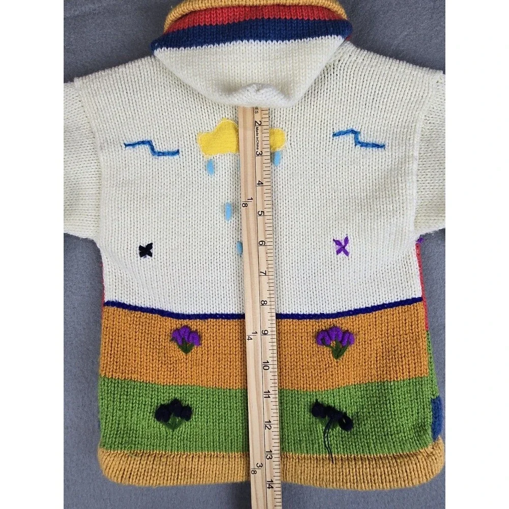 Arpillera Handmade Peruvian Sweater Girls 2T Zip Up Artisan Folkcore Cottagecore